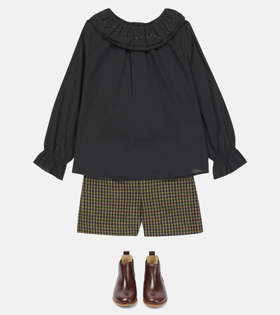 Bonpoint Jaya Cotton Blouse In Gris Ardoise