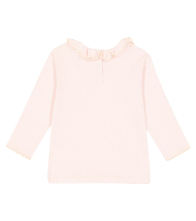 Shop Bonpoint Baby Bella Ruffled Cotton Jersey Top In Rose