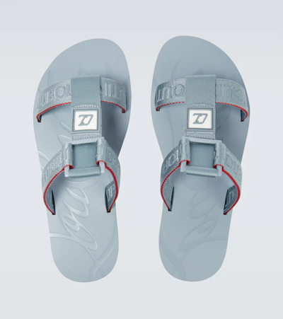 Shop Christian Louboutin Surf Jacquard Sandals In Zinc