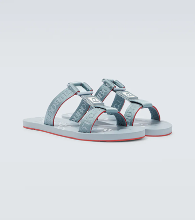 Christian Louboutin Surf Jacquard Sandals In Zinc