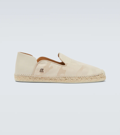 Shop Christian Louboutin Espadon Canvas Espadrilles In Desert