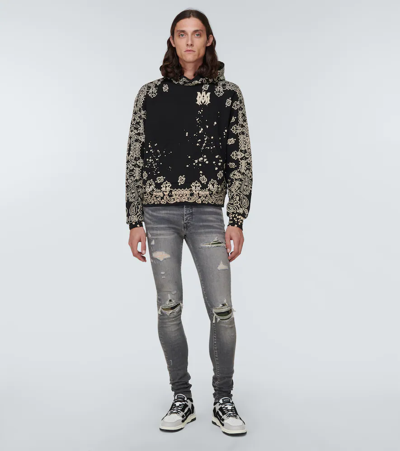 Shop Amiri Skeleton Leather Low-top Sneakers In Grey
