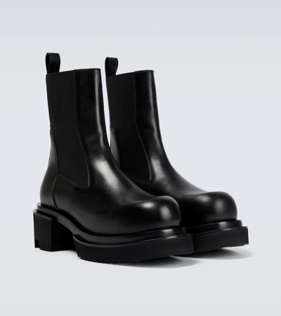 Shop Rick Owens Beatle Bogun Platform Leather Chelsea Boots In Black