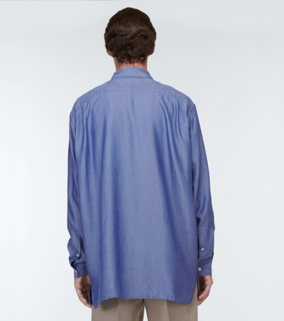 Shop Acne Studios Embroidered Shirt In Dusty Blue