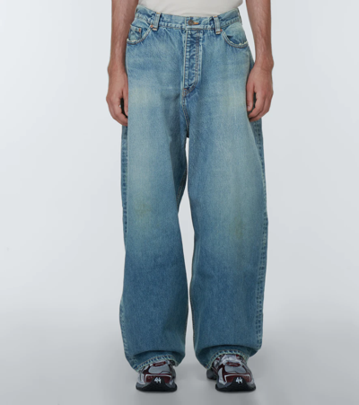 Shop Balenciaga Mid-rise Wide-leg Jeans In True Blue