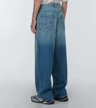 Shop Balenciaga Mid-rise Wide-leg Jeans In True Blue