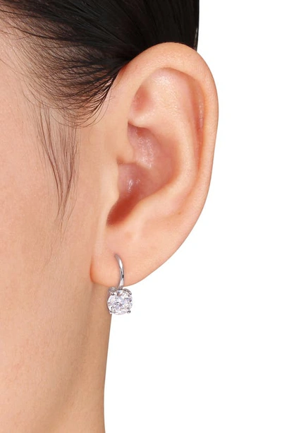 Delmar Sterling Silver Created Moissanite Drop Earrings In Silver