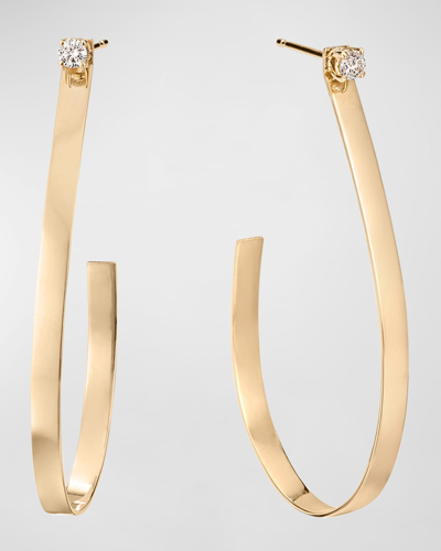 Shop Lana Solo Flat Tear Drop Hoop Earrings With Diamonds, 42mm In Yg