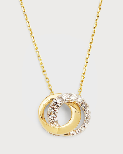 Shop Frederic Sage 18k Yellow And White Gold Small Love Halo Half Diamond And Polished Necklace