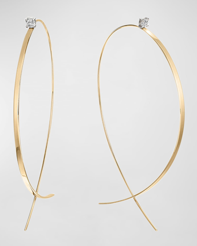 Shop Lana Solo Large Flat Upside Down Hoop Earrings With Diamonds, 60mm In Yg