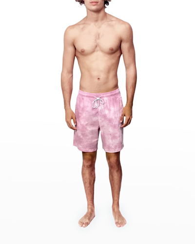 Shop Siamo Verano Men's Linen Tie-dye Shorts In Pink