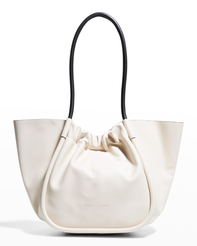 Shop Proenza Schouler Large Ruched Smooth Leather Tote Bag In Stone