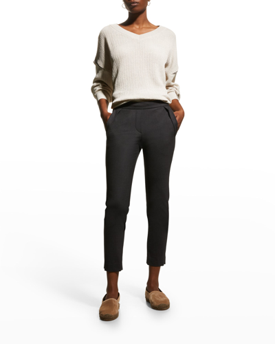 Shop Brunello Cucinelli Mid-rise Straight-leg Ankle Trousers In Charcoal