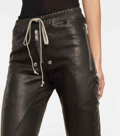 Shop Rick Owens Gary Skinny Leather-blend Pants In Black