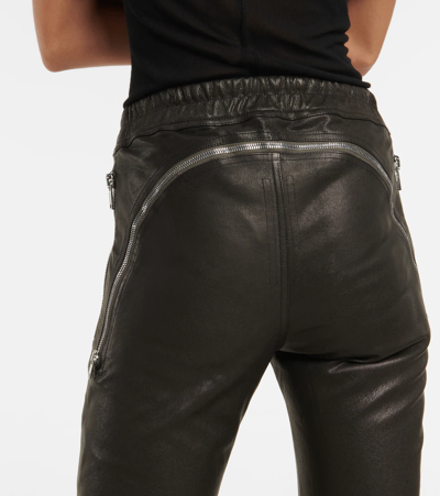 Shop Rick Owens Gary Skinny Leather-blend Pants In Black