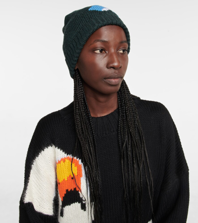 Shop Jw Anderson Intarsia Wool Beanie In Forest Green