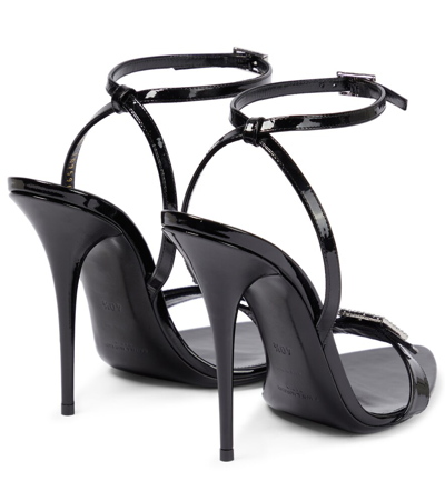 Shop Saint Laurent Claude 110 Patent Leather Sandals In Nero