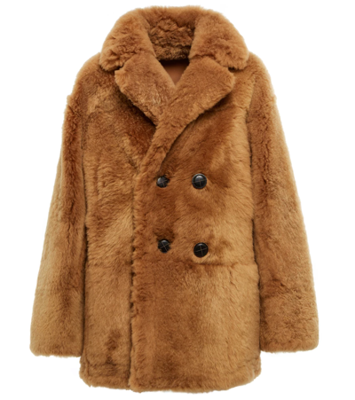 Shop Loro Piana Slater Reversible Shearling Coat In Pecan Nut