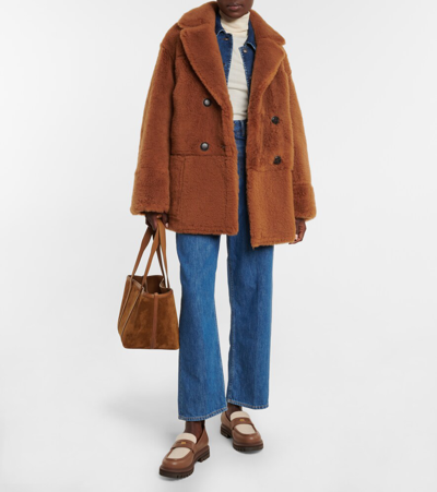 Loro Piana Double-breasted Reversible Shearling And Leather Coat In Pecan Nut