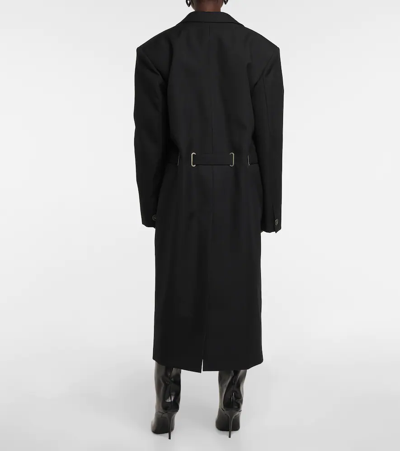 Shop Y/project Belted Wool Twill Coat In Black