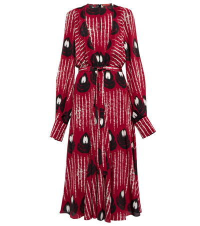 Shop Altuzarra Peirene Printed Silk Maxi Dress In Burnt Red Teardrop