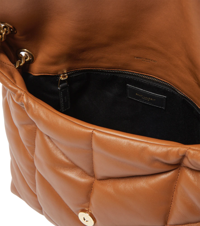 Shop Saint Laurent Puffer Medium Leather Shoulder Bag In Dark Honey