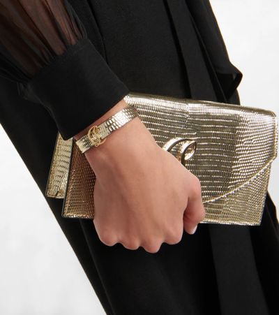 Christian Louboutin Loubilink Lizard-effect Leather Bracelet In Platine/gold