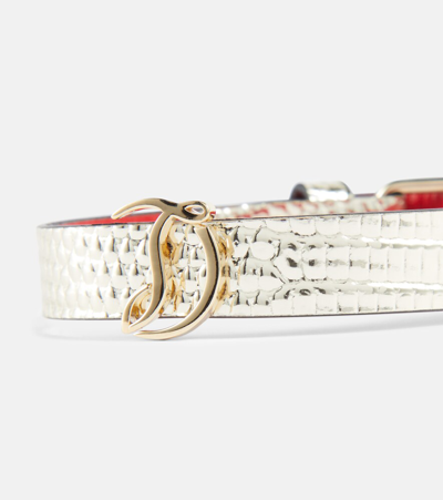 Christian Louboutin Loubilink Lizard-effect Leather Bracelet In Platine/gold