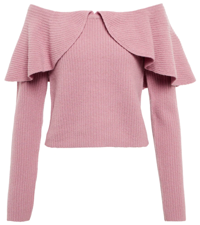 Shop Altuzarra Hasla Off-shoulder Wool-blend Sweater In Rosmarine