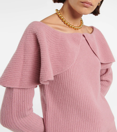 Shop Altuzarra Hasla Off-shoulder Wool-blend Sweater In Rosmarine