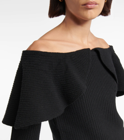 Shop Altuzarra Hasla Off-shoulder Wool-blend Sweater In Black