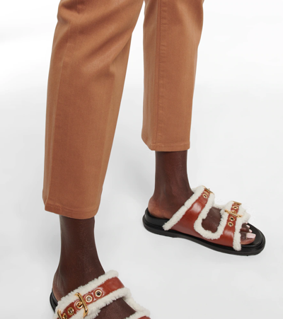 Frame Le High Straight Cropped Straight Leather Pants In Latte