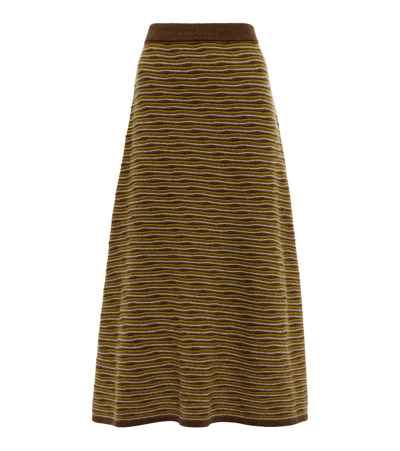 Shop Co Striped Cashmere Midi Skirt In Multi Stripe