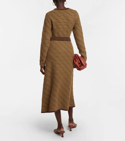Shop Co Striped Cashmere Midi Skirt In Multi Stripe