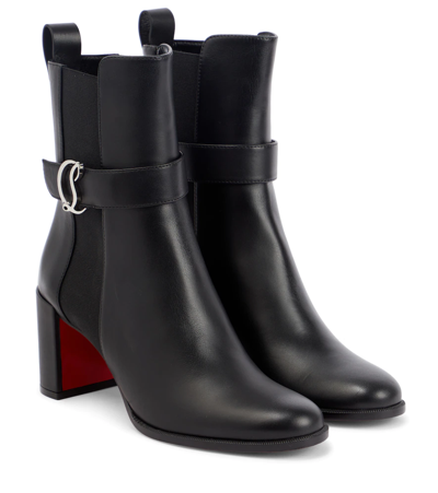 Shop Christian Louboutin Cl Chelsea Booty Leather Boots In Black