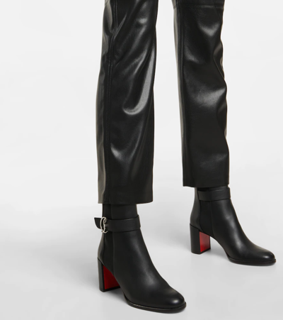 Shop Christian Louboutin Cl Chelsea Booty Leather Boots In Black