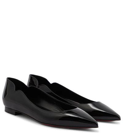 Shop Christian Louboutin Hot Chick Leather Ballet Flats In Black/lin Black