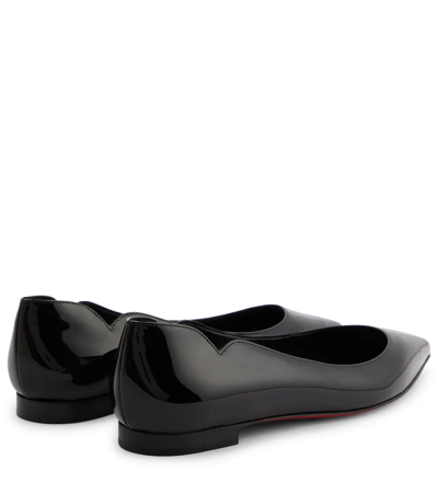 Shop Christian Louboutin Hot Chick Leather Ballet Flats In Black/lin Black