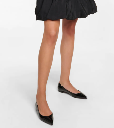 Christian Louboutin Hot Chickita Patent Leather Ballet Flats In Black/lin Black