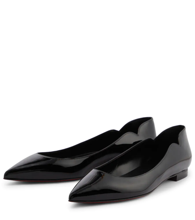 Christian Louboutin Hot Chickita Patent Leather Ballet Flats In Black/lin Black