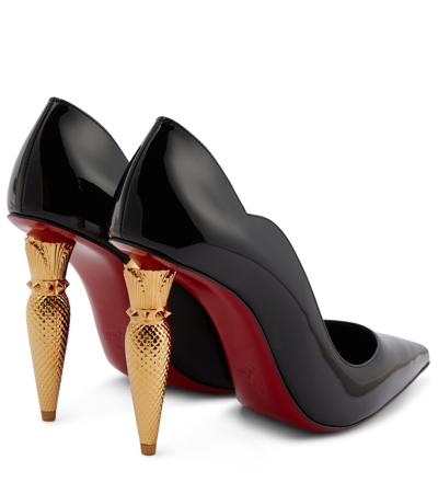 Christian Louboutin Woman Pumps Black Size 8 Leather In Black/lin Bk/gold