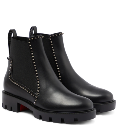 Shop Christian Louboutin Out Lina Embellished Leather Ankle Boots In Black