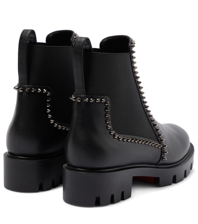 Shop Christian Louboutin Out Lina Embellished Leather Ankle Boots In Black