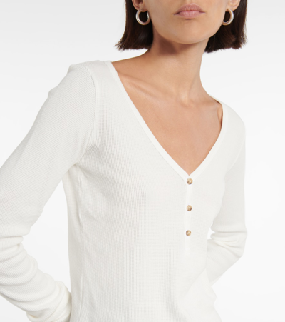Velvet V-neck Top In Ecru