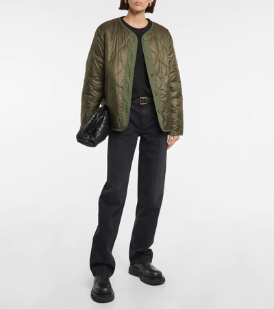Shop Velvet Quilted Jacket In Army
