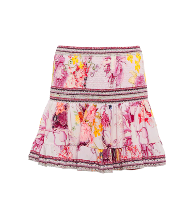 Shop Camilla Smocked Floral Silk Miniskirt In St Germains Girl