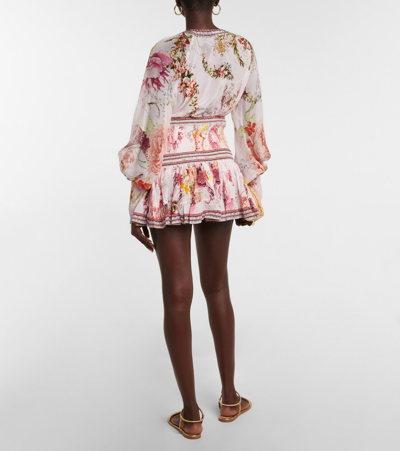 Shop Camilla Smocked Floral Silk Miniskirt In St Germains Girl