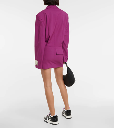 Shop Off-white Blazer Wool-blend Minidress In Fuchsia