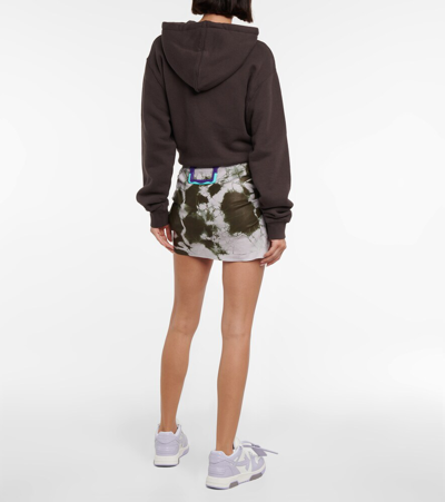 Shop Off-white Tie-dye Wrap Leather Miniskirt In Military Lilac