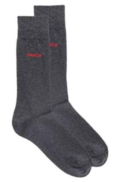 Shop Hugo Two-pack Of Regular-length Socks In Stretch Fabric In Dark Grey